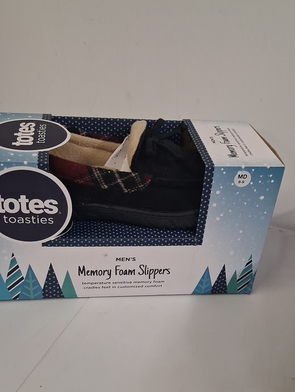 NWT Men’s Totes Faux Suede Black Memory Foam Slippers